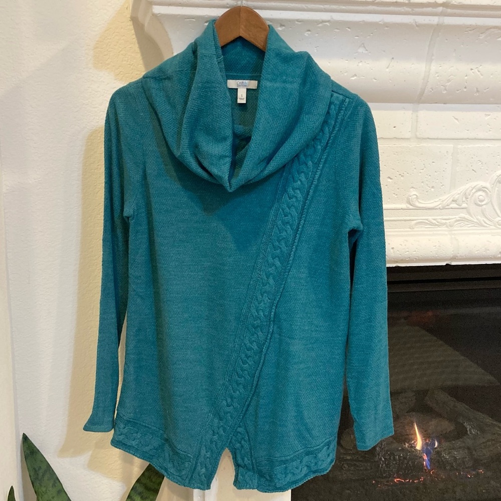 Croft & Barrow Teal Cowl Neck Sweater
